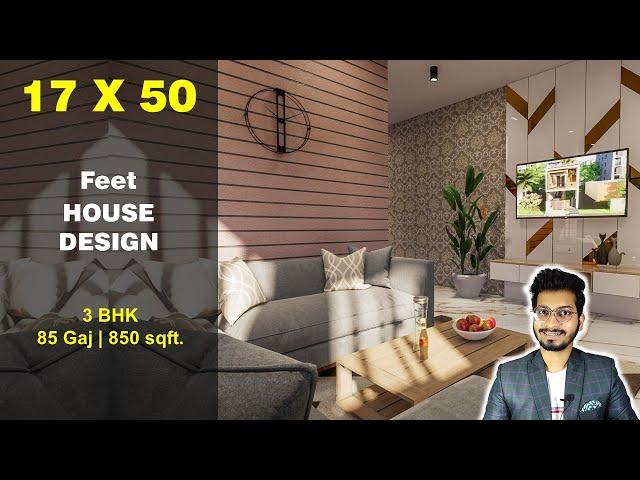 17x50 House Design 3D | 95 Gaj | 850 sqft | 17*50 house design | 5X15 Meter  || DV Studio