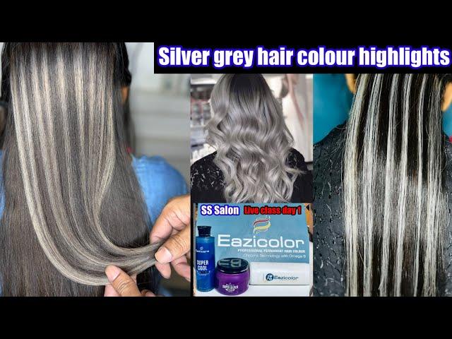 Silver grey highlights Karne ka Tarika// how to make ash gray colour// smoky, grey highlights #hair