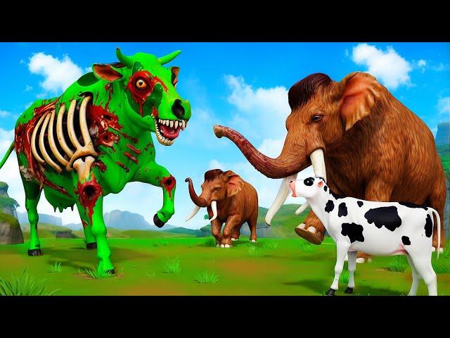 Zombie Cow vs Mammoth: Intense Fight - Animal Kingdom Epic Revolt Battles