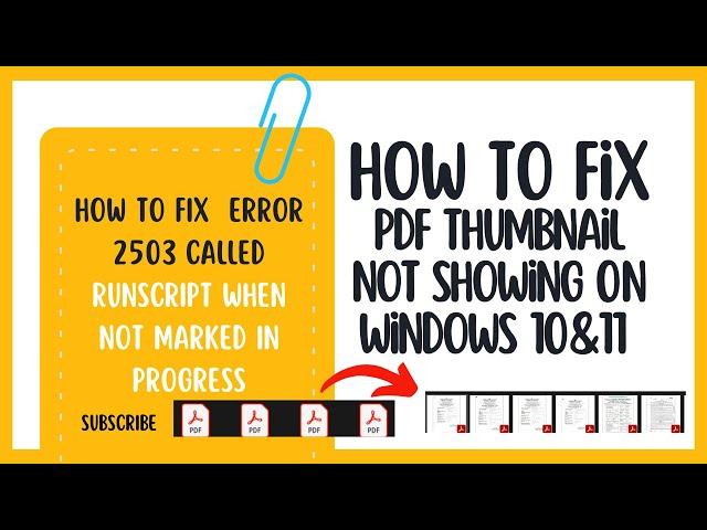 How to Fix PDF Thumbnail not showing Error on Windows 10& Windows 11 | How to fix error 2503