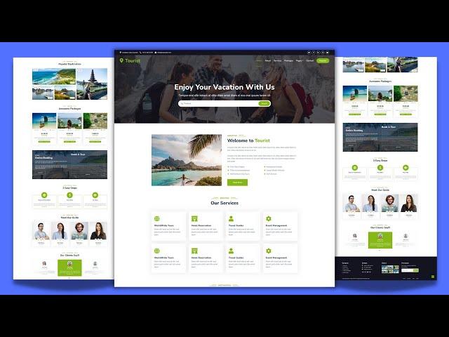 *Complete Responsive Tourist - Travel Website Template Design - Free Website Code