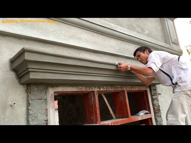 Construction Techniques And Roof Decoration Modern Concrete Windows Using Sand Brick And Cement