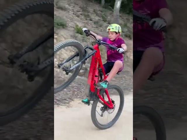 TALENTED KID | wheelie with my father’s e-bike  #ebike #specialized #turbolevo #bike #show #shorts