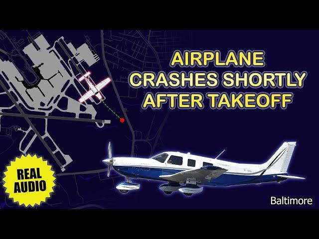 Airplane crashes shortly after takeoff from Baltimore. Real ATC