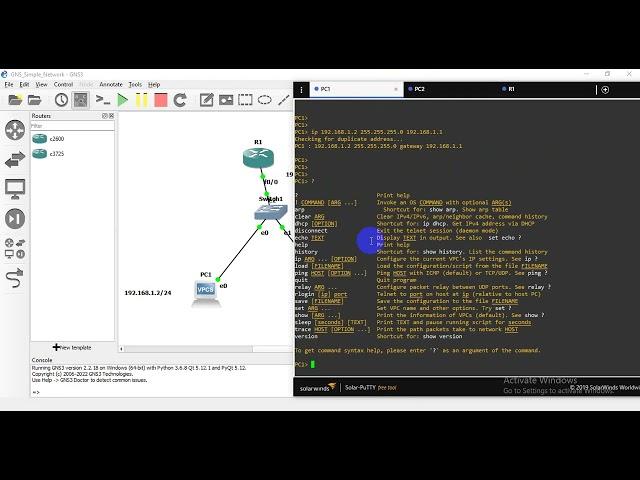 How to Create a Simple Network in GNS3 with 1 Router, 1 Switch & multiple End Devices (VPCs)