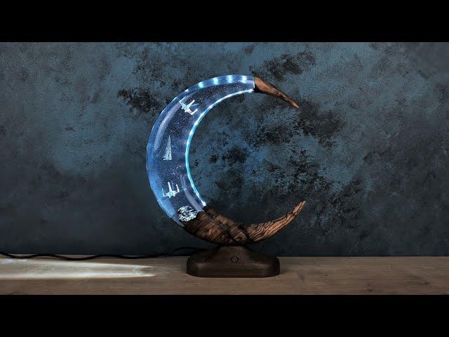 Star Wars and Crescent Themed Epoxy Lamp | Epoxy Resin Art