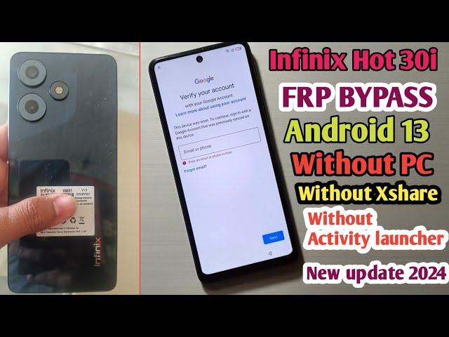 Infinix Hot 30i Frp Bypass Android 13 | Infinix Hot 30i (X669c) Google Account Bypass New 2024