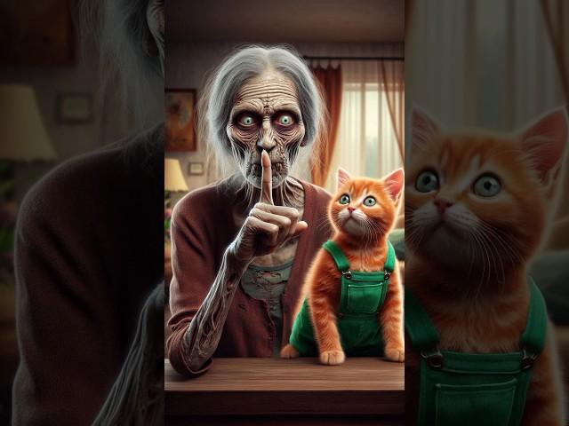 Grandma’s Zombie Transformation: Will the Kitten Step Up?! #kittten #ai #cats #catvideos #cat