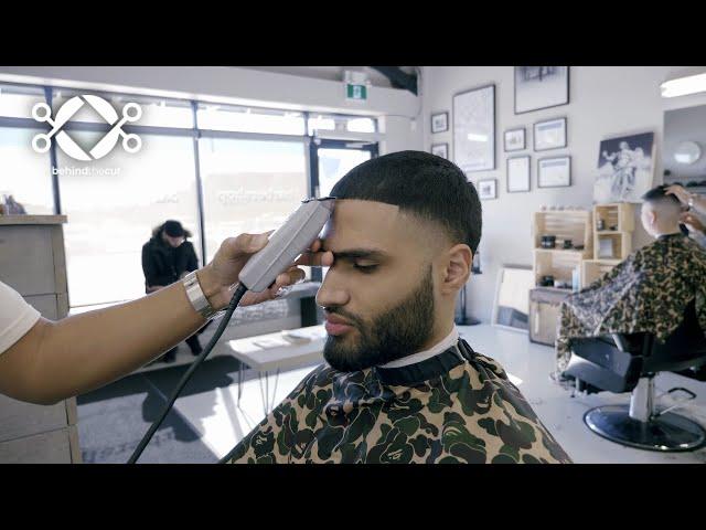  LEFT-HANDED BARBER DOES DOPE TAPER FADE | How to do taper fade and beard trim