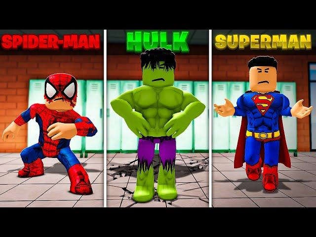 I Used EVERY SUPERHERO in Roblox Fight In a School