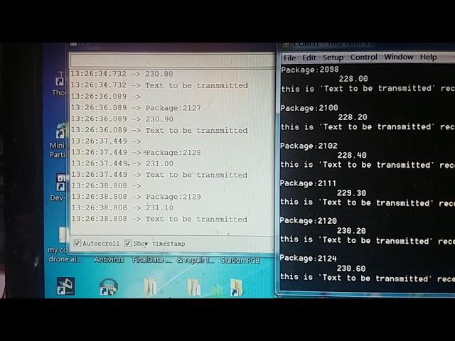 STM32 NRF24L01 transmitter receiver sample output successful data communication