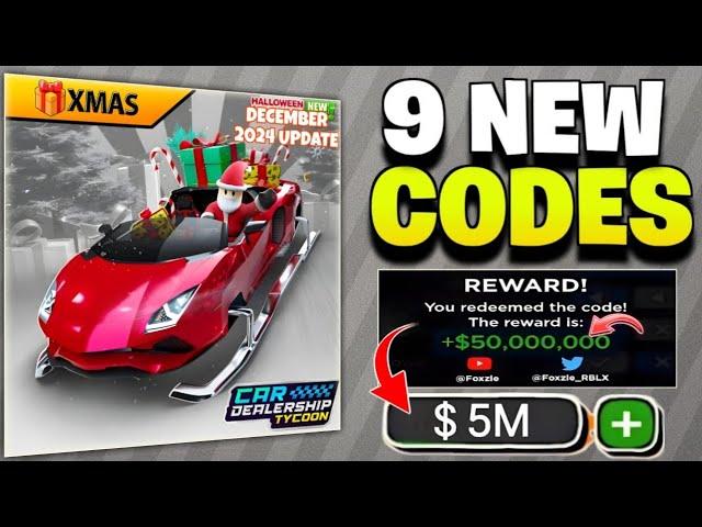  XMAS & SHELBY! CAR DEALERSHIP TYCOON CODES 2024  | DECEMBER UPDATE | CAR DEALERSHIP TYCOON ROBLOX