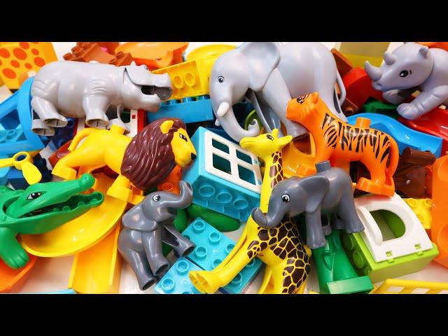 Satisfying Building Blocks Marble Run ASMR Very popular! 12 Animals Jungle course block coaster