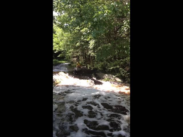 Through Twin Bridges in open canoe