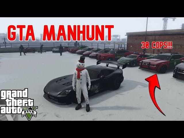 Fastest Car VS 30 Cops!! (GTA Manhunt)