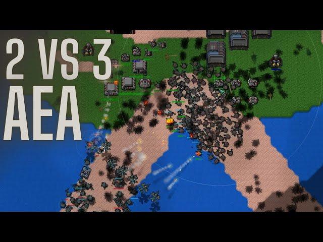 Сражение в AEAU - 2 vs 3 | Rusted Warfare - RTS