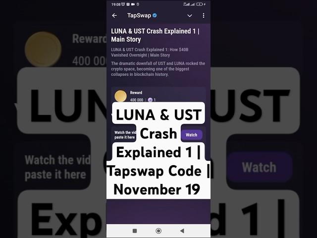 LUNA & UST Crash Explained 1 | Main Story | Tapswap Code | November 19 #tapswap #tapswapcodetoday