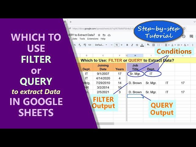 Google Sheets | FILTER | QUERY | Function | Differences | Example | Spreadsheet | Tutorial