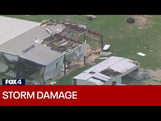 Storms drop huge hail, tear roof off bank in North Texas