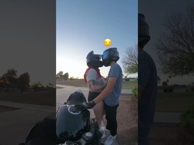 Not sure if she liked it‍️ #motorcycle #biketok #motorcyclebackpack #couple #bikecouple #fy #fyp