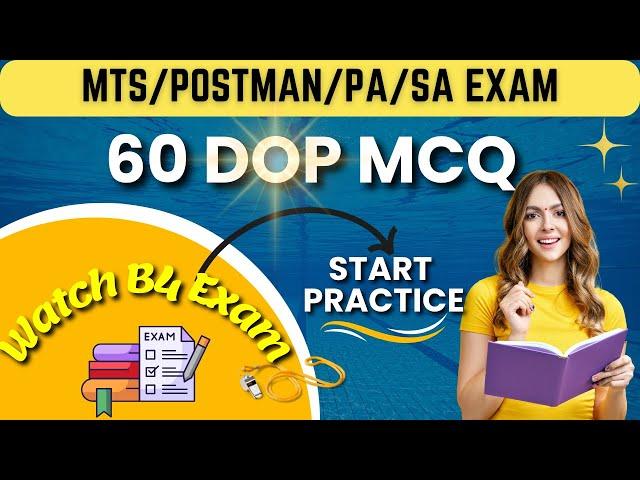 60 MCQ DOP QUESTIONS || GDS to MTS || GDS to Postman Exam 2024|| Watch before Exam: Career Post