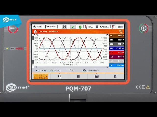 Sonel PQM 707 – Live Diagnosis Mode with a power quality analyser