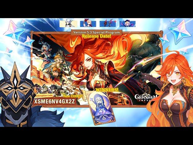 5.3 Livestream and Redeem Codes Date! Version 5.3 Special Program + Giveaway Winners - Genhsin News!