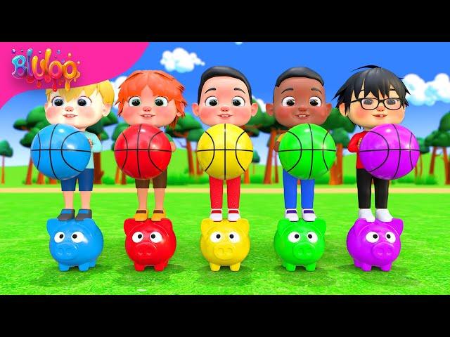 Color Balls Song! | Five Little Monkeys Jumping On The Bed | BluLoo Nursery Rhymes & Kids Songs