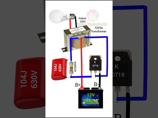 12 voltage Dc to 220 voltage Ac Normal inverter Connection Diagram Circuit #diy #project #shorts