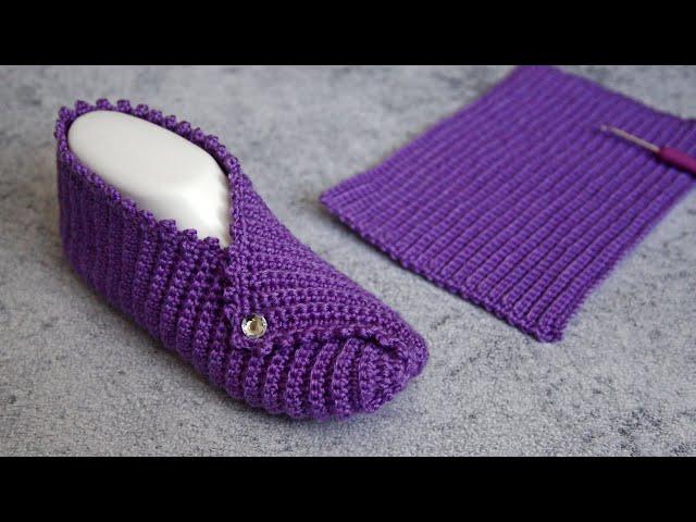 Slippers crochet from a rectangle. Crochet for Beginners