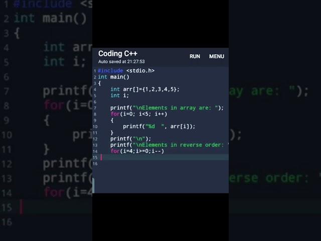 How to reverse the elements of an Array in c. #c #shorts #ctutorial #codingwithankit