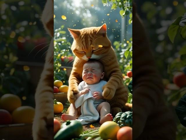 A baby and cat #giggles #titmouse #tooquiet #sadanimalfacts #funnymoment #gregarious️️ #baby