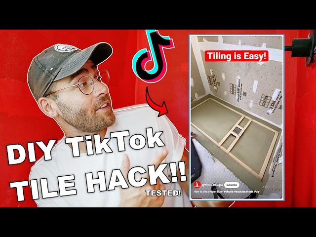 Testing TikTok Shower Floor Tile Hack!! (How To Tile Shower Floor)