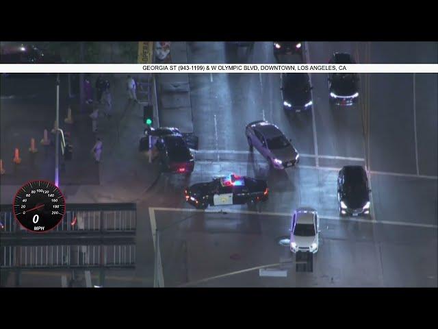 Watch live: Police are in pursuit of a driver in downtown LA.