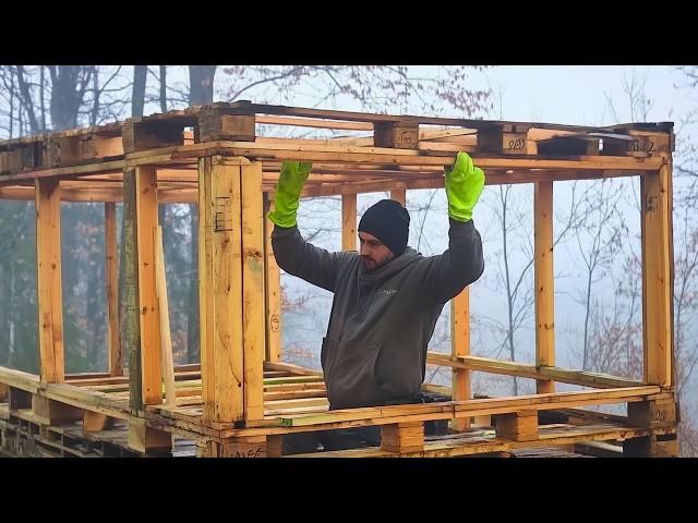 Man Builds a House with ABANDONED PALLETS in the Middle of the Forest | by @lesnoy_craft8607