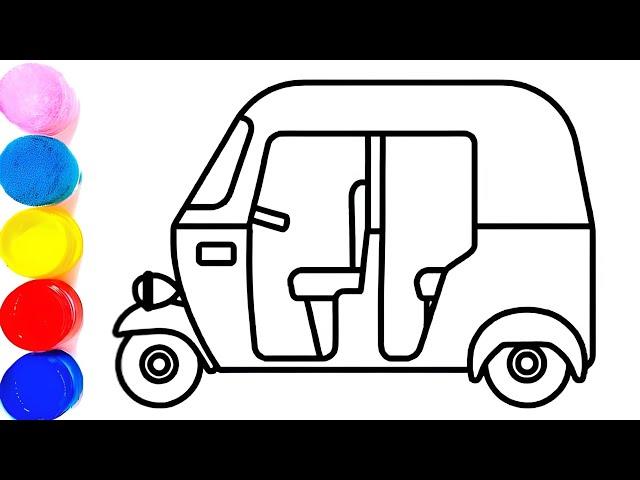 How to draw a auto rickshaw step by step || auto rickshaw drawing easy || auto rickshaw drawing