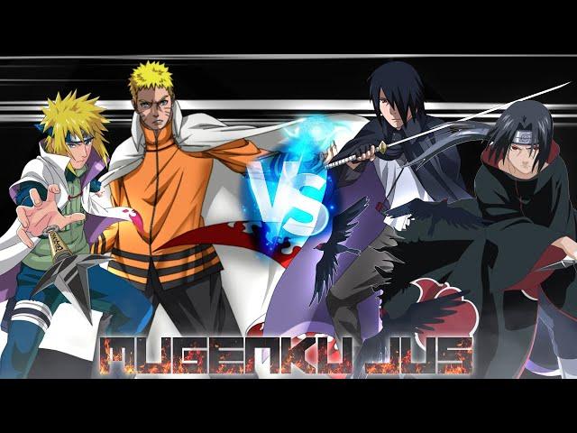 Naruto Hokage & Minato Hokage vs Sasuke BNG & Uchiha Itachi ANIME MUGEN JUS Team Fight