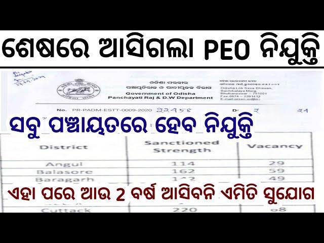 OSSSC PEO Recruitment 2025//PEO District Wise Vacancies//PEO Jobs in Odisha