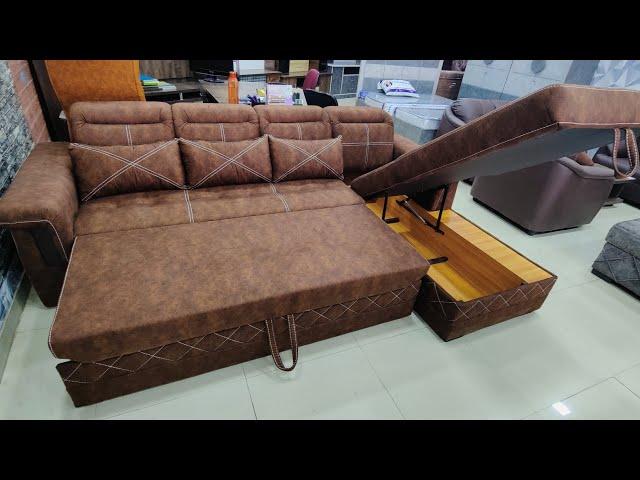 New Arrival 2 Fold L-shaped Sofa Cumbed With Storage in Suede Fabric By Wood Planet Interior