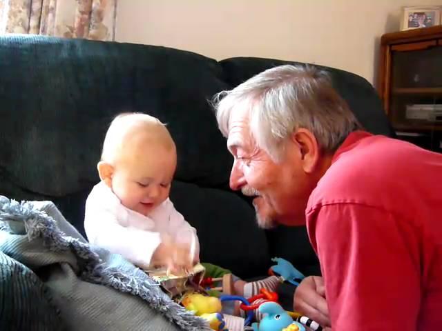 Kisses for Grandpa!