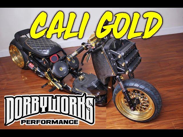 Honda Ruckus Custom bike build by Dorbyworks  " CALI GOLD "  SOUND TEST