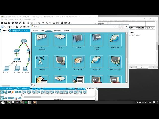 CCNA RS1   5 3 1 3 Packet Tracer   Identify MAC and IP Addresses