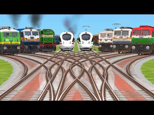 8️⃣Realstic Railgadi Passing From Daimond Railroad Tracks | indian train crossing 3d gameplay