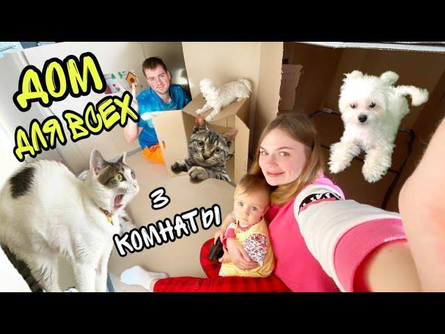 СТРОИМ ОГРОМНЫЙ КАРТОННЫЙ ДОМ ДЛЯ ЖИВОТНЫХ НА ВСЮ КОМНАТУ!