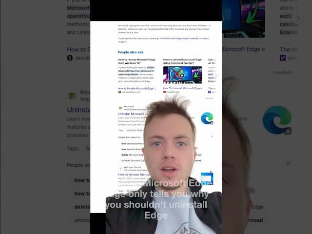 Uninstall Microsoft Edge page only tells you why you shouldn't uninstall Edge #tech #technews