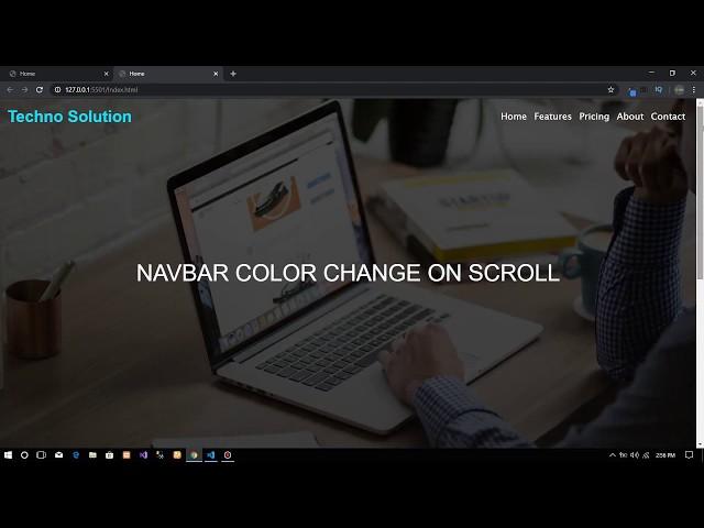 How to change navbar color on scroll using html css bootstrap and jquery