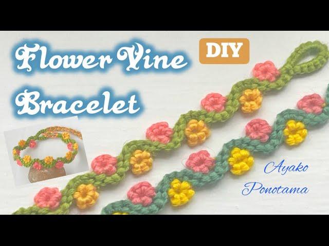 #howtomake Flower Vine Bracelet w/ only 3 strings#easydiy #originaldesign #embroidery #diycraft #diy