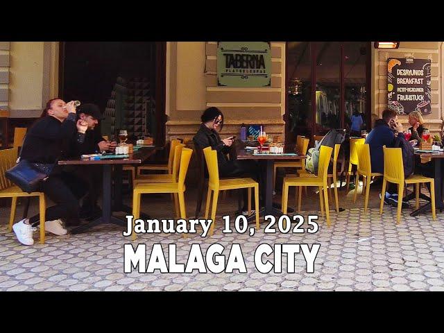 Malaga City January 10, 2025 Walking Tour Costa del Sol Spain [4K]