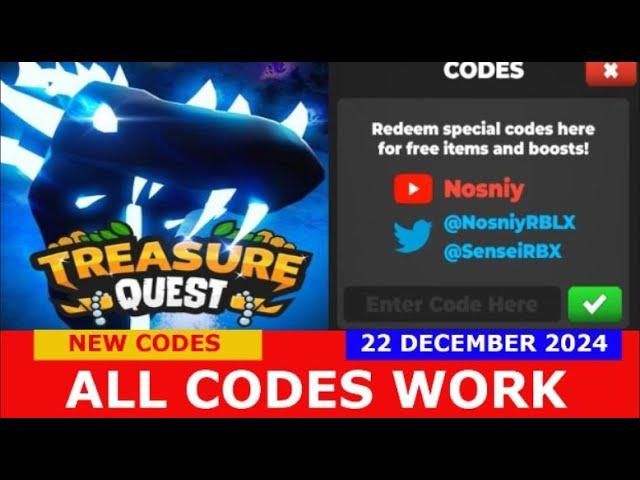 *NEW CODES 12/22/2024* [CHRISTMAS UPDATE] Treasure Quest ROBLOX | ALL CODES | DECEMBER 22, 2024