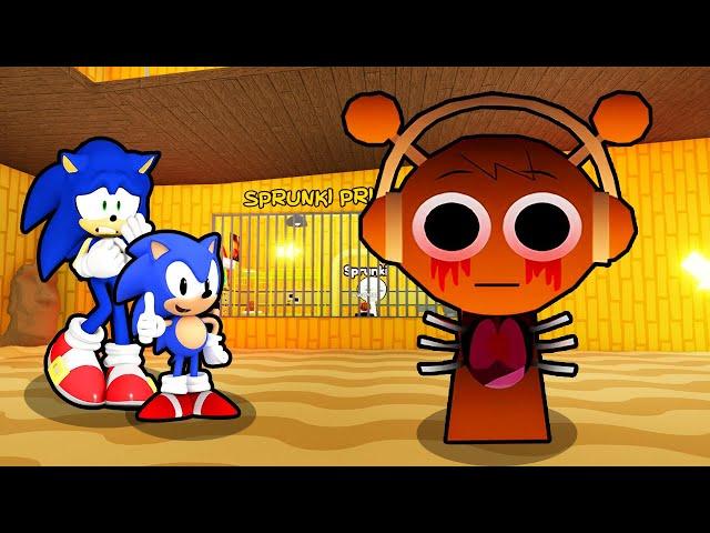 SONIC AND BABY SONIC VS ESCAPE EVIL SPRUNKI PRISON RUN IN ROBLOX